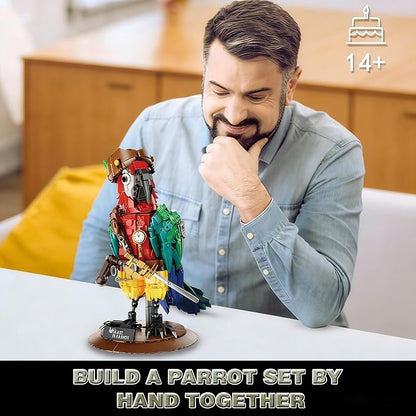 Pirate Parrot Flowers Building Set 1236PCS Parrot Creative Bird Model Home Deocr and Office Art Gift for Teens Boyfriend Adults 14+ (Compatible with Major Brand)