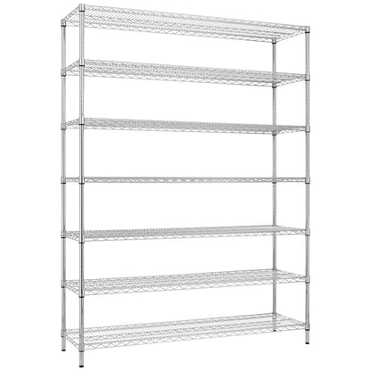 Finnhomy 4200LBS 7-Tier Wire Shelving Unit Adjustable Steel Wire Rack, 18x60x80.2 Inches 7 Shelves Metal Rack, Pantry Shelves for Storage, Metal Garage Shelving with 1" Poles, NSF Certified, Chrome