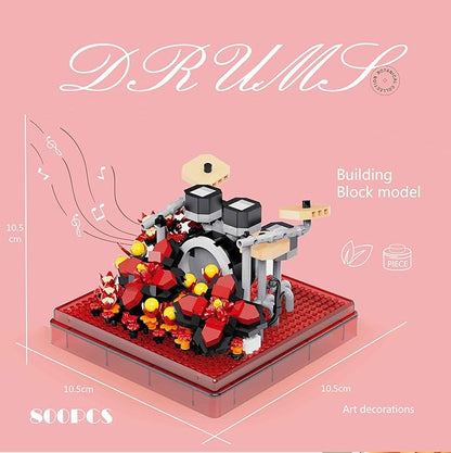 Musical Instruments Micro Blocks Building SetsClassical Famous Building Block Set1500 PCS for Adults and KidsGuitar and Drum Set with Clear Plastic Cover