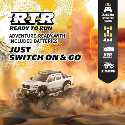 Nissan Frontier RC Truck – 1:16 Scale 4WD Remote Control Car Officially Licensed Nissan Frontier 2.4GHz Full-Function Control USB Rechargeable Ready to Run White