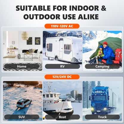 SILVEL Diesel Heater 8KW 110V/12V/24V, All-in-One 7L-8L Portable Diesel Air Heater with LCD Screen, Remote Control, Suitable for Car, Camper, RV, Truck, Home, Garage, Shop, Boat, White
