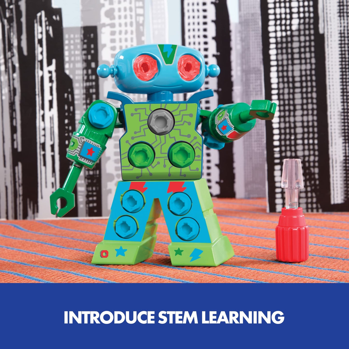 Educational Insights Design & Drill Robot - Construction Toys & Tools for Kids, Robot Toy Building Sets, Kids' Tool Set with Working Screwdriver, Take Apart STEM Set, Gifts for Boys & Girls Ages 3+