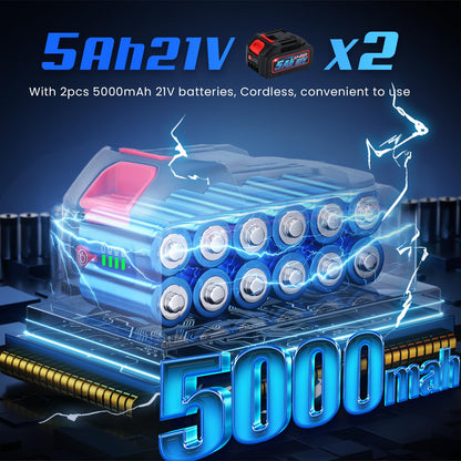 NEWTRY N300 Electric Hydraulic Cable Lug Crimping Machine 6 ton Rechargeable Cordless Terminal Cable Pliers 350° Rotatable 10-300mm² /8AWG-600MCM 12 Dies 2PCS 5000mAH