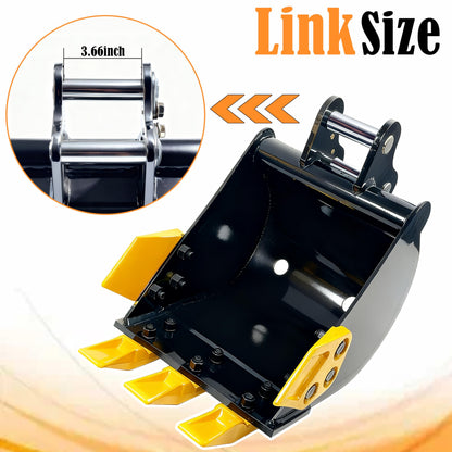 Mini Excavator Bucket 300mm with 0.98in Hole & 3.54in Span, 11.81in Trench Digger with Metal Teeth for 0.8-1.8 Ton Excavators, Digging Bucket with Manganese Steel Attachment (300mm/11.81inch)