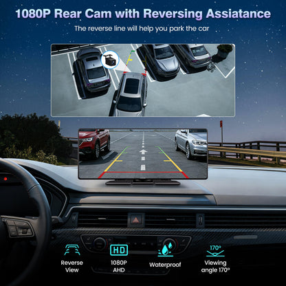 Gikktdr Carplay Screen for Car, 10.26'' Upgrade Wireless CarPlay & Android Auto Car Play Screen with 60PFS,1080P Backup Camera (with a Camera Bracket), GPS Navigation, Voice Control for All Vehicles