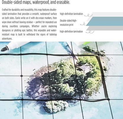 iPEAU|DND Map Starter Set Tabletop Mat 4 Dry Erase Boards 23×33 with 1 Grid&ampHex RPG Battle Mat for Dungeon and Dragons Accessory Pathfinder&amp Warhammer Reusable Flexible GM Layout System Acce