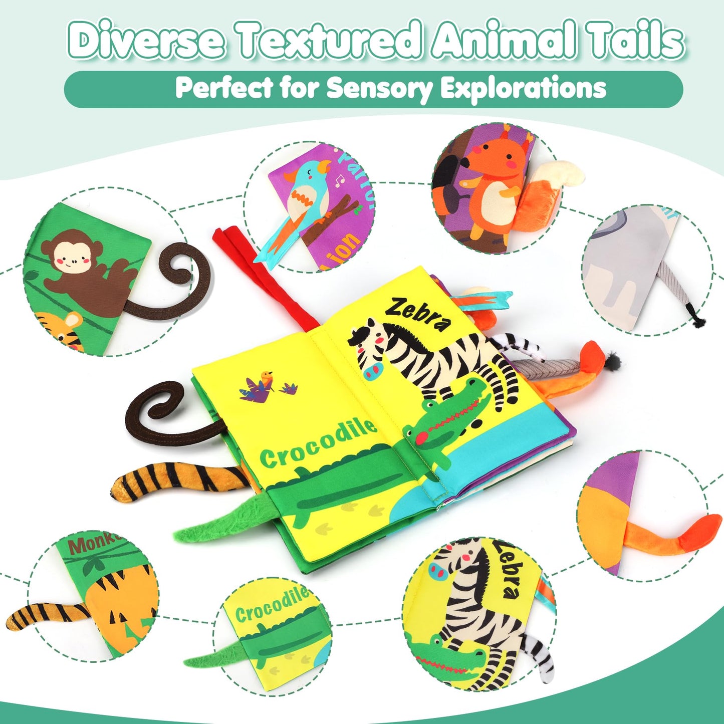 beiens Baby Books Toys, Touch and Feel Crinkle Cloth Book for Infant Baby 0-3-6-12-18 Months, Early Development Interactive Stroller Soft Toys, Easter Basket Essentials Shower Gifts for Boys Girls