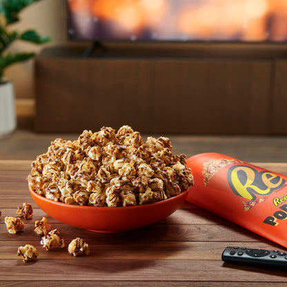 Reese's Popcorn, 5.25oz Grocery Sized Bag, Popcorn Drizzled in Reese's Peanut Butter and Chocolate, Ready to Eat, Savory Snack, Sweet and Salty