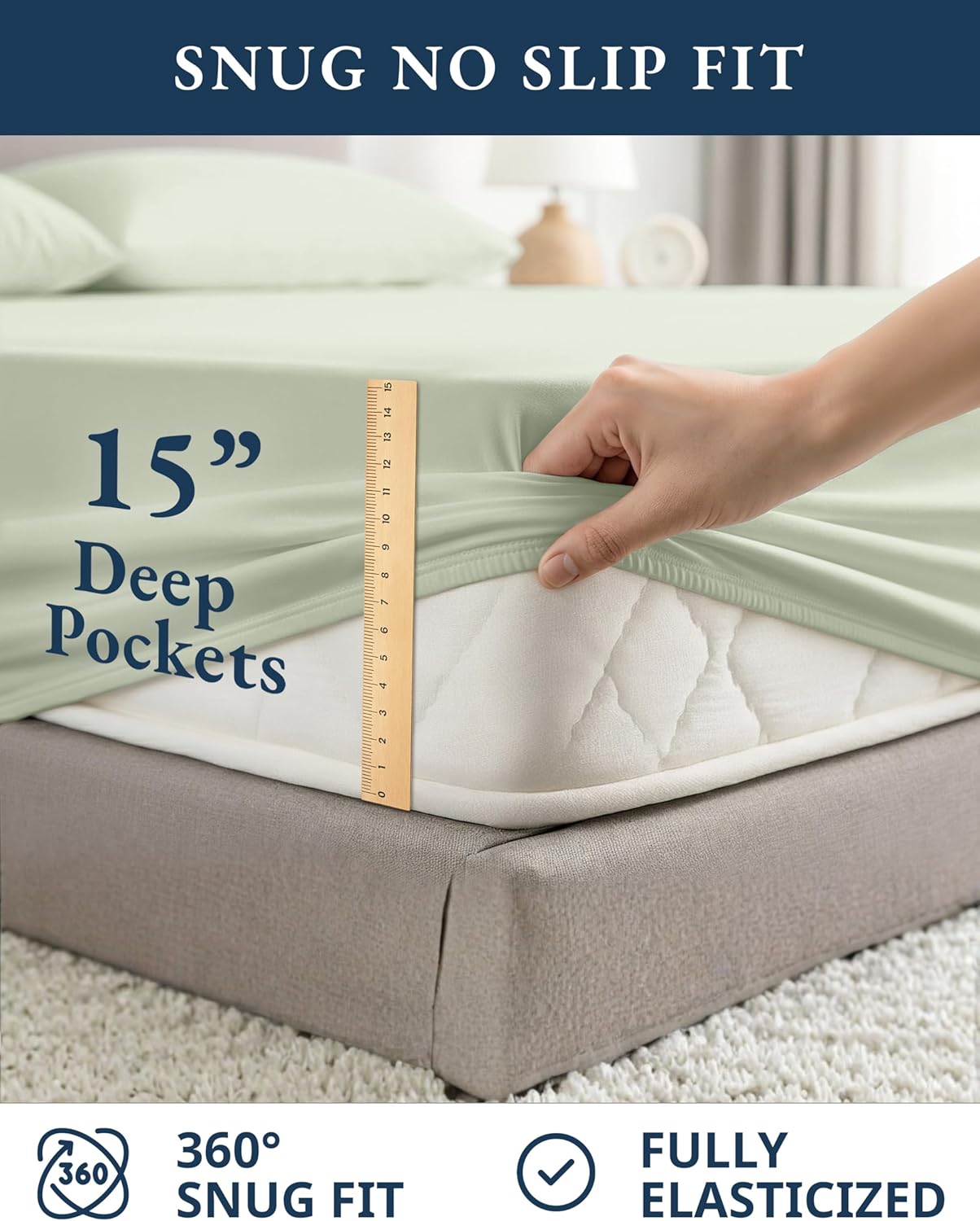 LANE LINEN 100% Organic Cotton Queen Sheet Set - Soft & Breathable Percale Weave, Deep Pocket, Hotel-Quality - Mineral Color