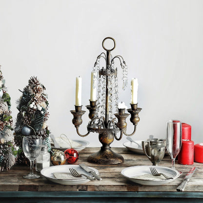 cfycfy987 Candelabra Retro Country Four-Head Candlestick Home Romantic Iron Candle Holder Decoration Candle Sticks Holder