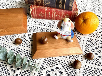 WIN CHAMP Solid Cherrywood Pedestal, Rectangular Wood Display Base with Bevel, Modern Farmhouse Decor Wooden Riser for Display (6" x 4" x 7/8")