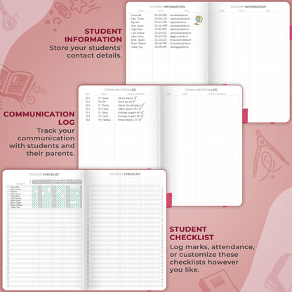 Clever Fox Teacher Planner – School Year Planner with Calendars & Lesson Plans – Teacher Plan Book for Classroom & Homeschool Organization - Undated, 7x10″, Hardcover (Wine Red)