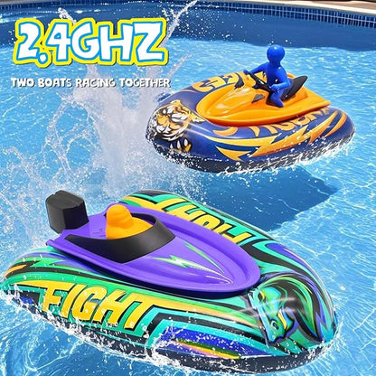Remote Control Boat for Kids with Inflatable Bumper Rechargeable Battery USB Charge rc Boat for Pool Kids 8-12 Years Birthday Gift Summer Water Toy Blue