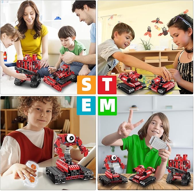 STEM Robot Toys for Kids Ages 8-14 5-in-1 Remote Control and APP Programmable Robot Toys - 495 Pcs DIY Building Science Educational Kit Building Block Birthday Present for Teen Boys Girls