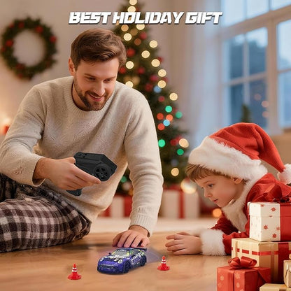 Mini RC Drift Car 1:32 Scale with LED Lights – Remote Control Car with LED Lights &amp 2-Speed Modes 2.4GHz Stunt Drifting RC Toys a for Children and Adults
