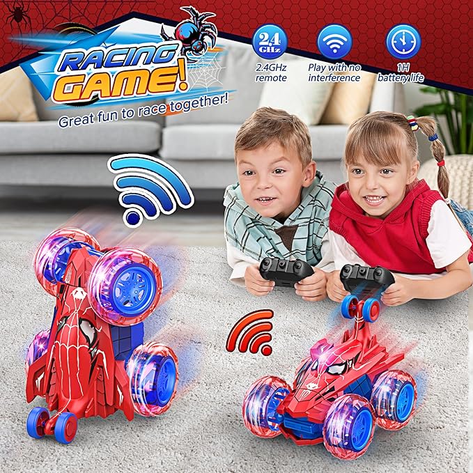 Remote Control Car RC Cars Toys for Boys Ages 4-12Cool Rechargeable Stunt RC Car with 360 Flips 4WD Wheel LightsFun Outdoor Toys for Kids Birthday Gifts Chritmas 4 5 6 7 8 9 10 11 12 Year Old