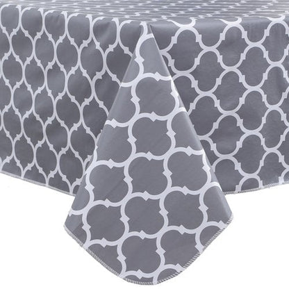 Heavy Duty Vinyl Tablecloth with Flannel Backing Waterproof Oil-Proof Plastic Table Cloth Stain-Resistant Wipeable Rectangle or Square Table Cover for Indoor and Outdoor (Quatrefoil,60x102 Inch)