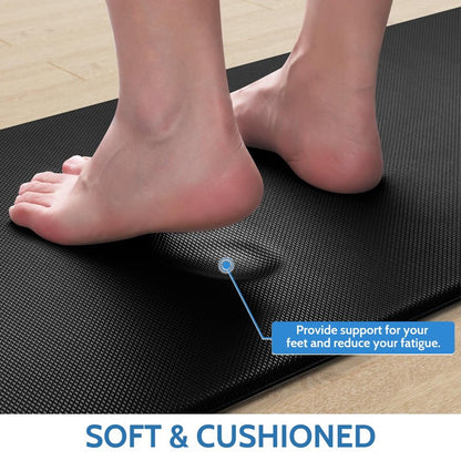 StepLively Kitchen Mat, 2 PCS Kitchen Rugs, Cushioned Kitchen Mats for Floor, Anti Fatigue Kitchen Rug Set, Non-Skid Standing Mat for Kitchen, Office, Sink, 17.3"×30"+17.3"×59", Black