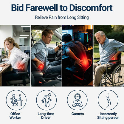 Long Back Lumbar Support Pillow - Fully Entire Back Support - Back Pain Relief and Posture Improved - Memory Foam Back Pillow Cushion for Office Chair, Gaming Chair, Recliner, Car Driving, Grey