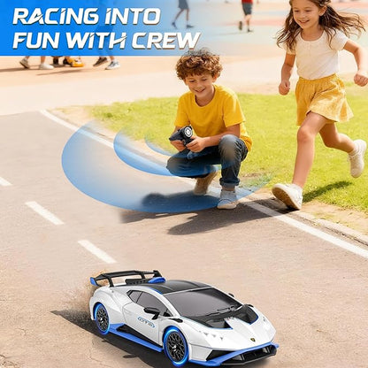 Lamborghini Remote Control Car 1:18 Scale Officially Licensed Lamboghini Toy Car Cool RC Cars Toys for 4 5 6 7 8 9 10 11 12 Year Old Boys Kids Adults Gifts 15km/h Fast RC Drift Car (White)