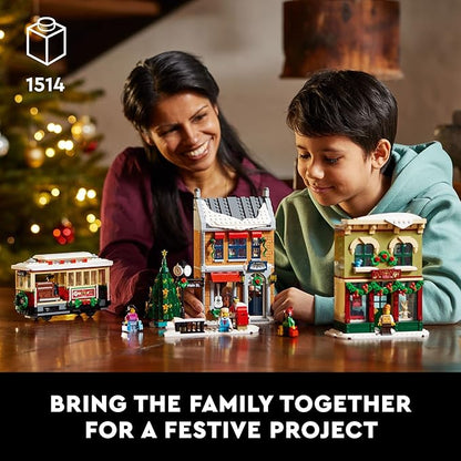 LEGO Holiday Main Street Building Set 10308 for Adults and Family Christmas Village Building Kit Holiday Display Set with Shops Streetcar and 6 Minifigures Christmas Decoration to Build Together