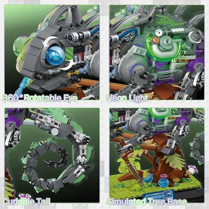 JMBricklayer Adult Building Sets Mechanical Chameleon 70124 Cool Rainforest Animals Collectible Display Model with Base Creative Design Building Toys Gifts for Adults Men Boys Girls 14+