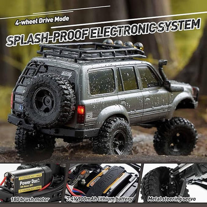 FCX18 FMS RC Crawler Toyota Cruiser 1/18 LC80 Offroad Trucks 4X4 RC Rock Crawler with Portal Axles LED Lights for Adults (Yellow)