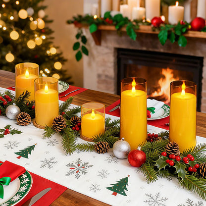 Homemory Realistic Flickering Flameless Candles, Battery Operated Candles with Remote Control and Timer, LED Fake Electric Candle for Home, Christmas Decoration, Gold, Set of 3