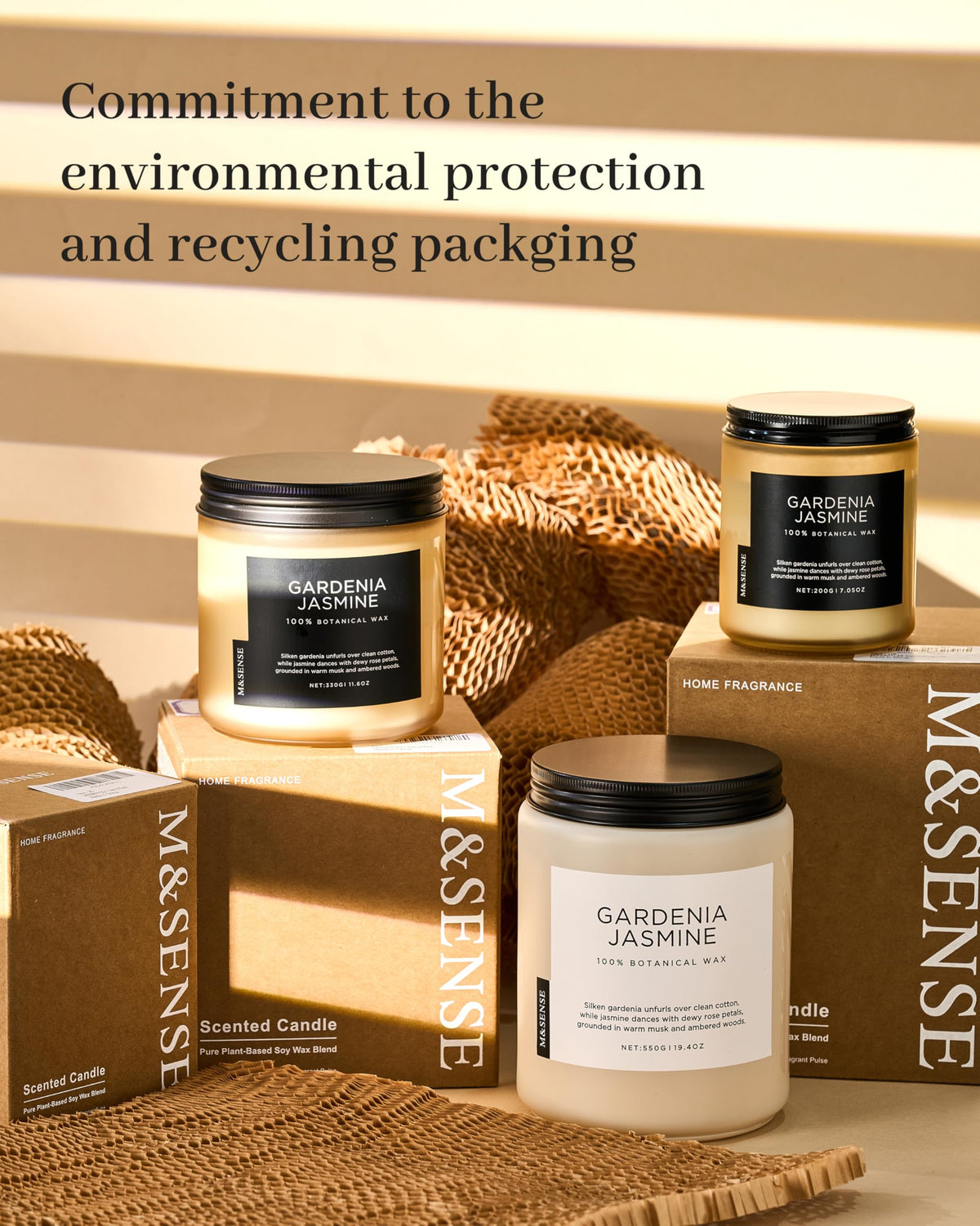 M&SENSE Sandalwood Rose Home Scented Candles, 7.05oz Natural Soy Wax, 50 Hours Slow Burning Romantic Smelling Scent for Women, Housewarming Gifts for Family Friends