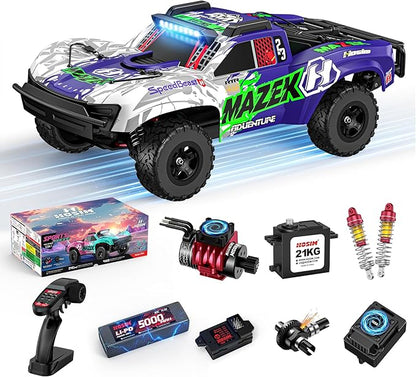 Hosim Fast RC Cars for Adults Brushless 1/10 Scale MAZEK 4x4 Off-Road Electric All Terrain Hobby Grade Monster Truck with 3S Lipo Battery &amp 100A ESC 4S Ready RC Truck Waterproof Remote Control