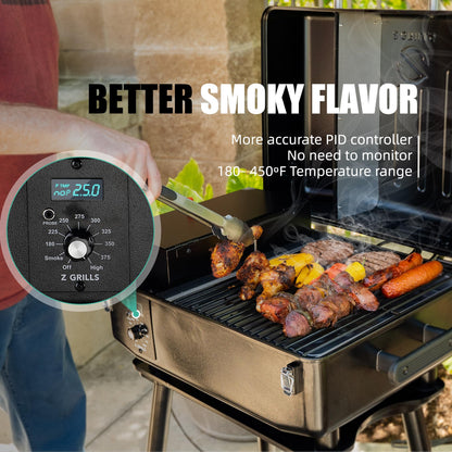 Z GRILLS 2026 200A Pellet Grill & Smoker - 202 sq.in Compact Wood Pellet BBQ with PID 3.0 Precision Control, Auto Feed System, Portable Small-Space Grill for Camping & Backyard Cooking