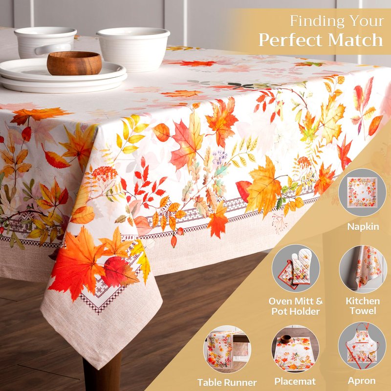 Maison d' Hermine Table Cloth Rectangle Table 100% Cotton 60 x 108 Inches Fall Tablecloth Reusable Everyday Use for Thanksgiving Christmas Decorations Dining Farmhouse Party (Amarante)