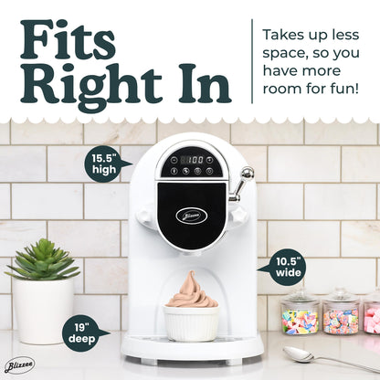 BLIZZEE Soft Serve Ice Cream Machine 1.25Qt | No Pre-Freezing Automatic Ice Cream Maker | Built-In Compressor | LED Digital Display | Perfect for Soft Serve, Frozen Yogurt, Dairy Free and More