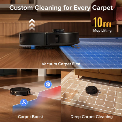 roborock Qrevo S Pro Robot Vacuum and Mop, 18,500Pa Suction, Multifunctional Dock with 167℉ Mop Self-Cleaning, Smart Obstacle Avoidance, Anti-Tangle Brush, Liftable Spinning Mop, Black