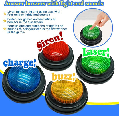 8-Pack Buzzers for Trivia Games Answer Buzzers for Classroom Family Feud Jeopardy Buzzer Game Buzzers with Lights and Sound for Classroom