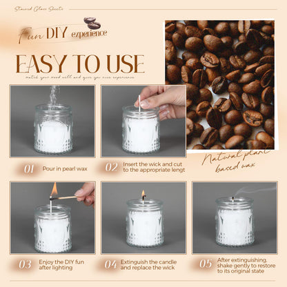 MTLEE Pearled Candle 2.2 Lb/35oz Mother's Day Mom Gifts Scented Sand Candle Kit Include 50 Wicks, Bow Gift Box, Spoon Reusable Pearled Wax for DIY Home Kit(Coffee)