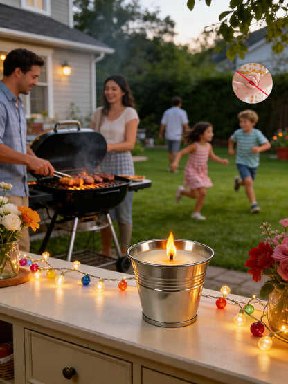 Citronella Candles Outdoor,Novel Steel Design 12-Pack,Use Natural Soy Wax & Citronella,15-Hour 2 oz Bucket Candles for Garden Camping Patio Backyard Balcony Family Party