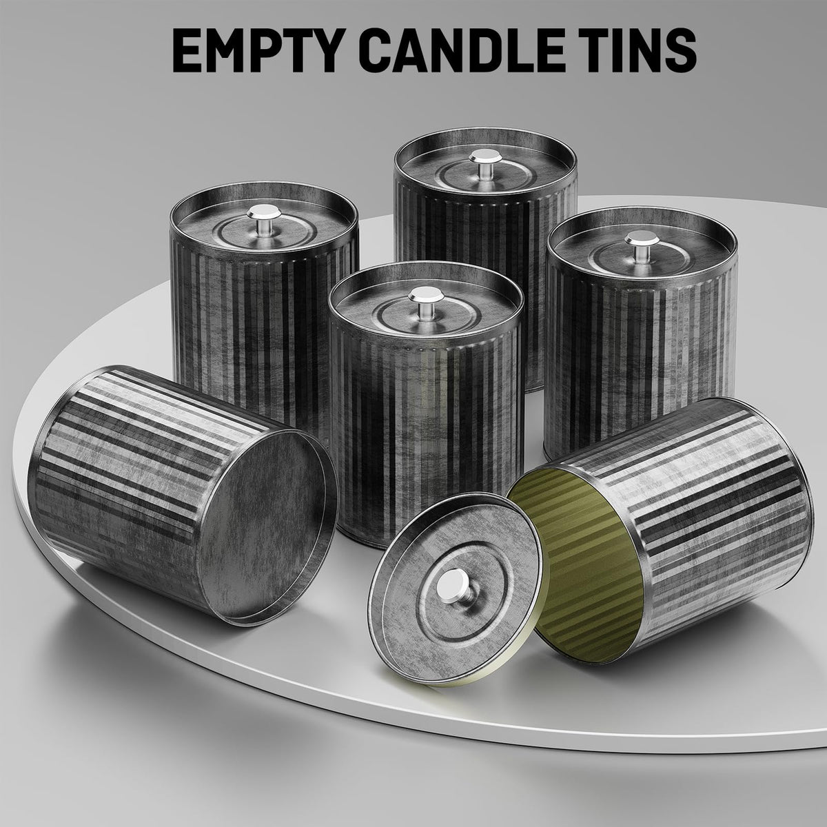 6 Pack (10oz Capacity Of Each) DIY Simple Empty Candle Tin Jar Making Kit | Village Style Durable And Drop Resistant | Family Handmade Candle Tins Can With Lids Gift For Family Parent Child Handicraft