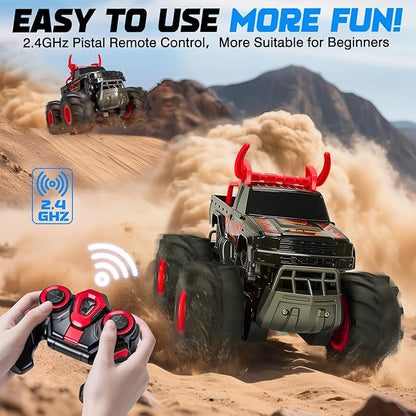 BainGesk Remote Control Monster Truck Toys 1:16 Amphibious Waterproof RC Car 2.4GHz 4WD All Terrain Toys with 2 Rechargeable Batteries Off-Road Truck Gifts for 6 7 8 9 10 11 12 Year Old Boys