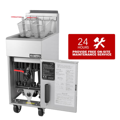 EGGKITPO (ECF4-NG) 50LB 120,000 BTU Natural Gas Fryer and 12L × 2 Commercial Fryer with Timer and Oil Drain Electric Deep Fryer(120v 3500w)
