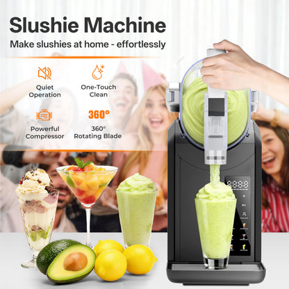 ZABINS Slushie Machine, 2L/68oz Slushy Machine for Home & Party, 6 Presets Frozen Drink Maker with Self‑Cleaning & LED Display, No Ice Needed, Ideal for Margaritas, Frappés, Milkshakes