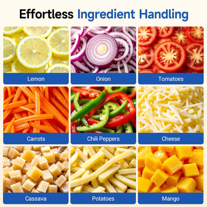 EKway Commercial Vegetable Chopper 4 in 1 Vegetable Slicer Food Processor for Slicing Shredding Dicing and Slitting, with Cut-Resistant Gloves, for Commercial and Home Use 200W 110V