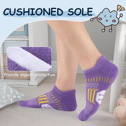 Comfoex 10 Pairs Girls Ankle Athletic Socks Cushioned Running Cotton Socks For 4-6 6-8 8-10 10-12 Years Old