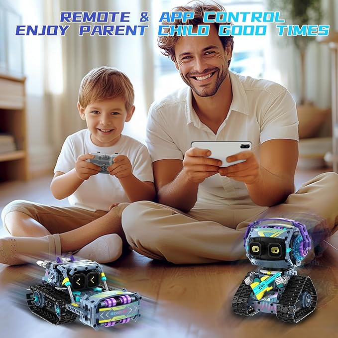 STEM Robot Building Kit 3 in1 Remote &amp App-Controlled Robotic Toys Robot Building Blocks Set with LED Eyes &amp Sound Christmas Birthday Gifts for Boys Girls Age 6 7 8 9 10 11 12+ Year Old (43