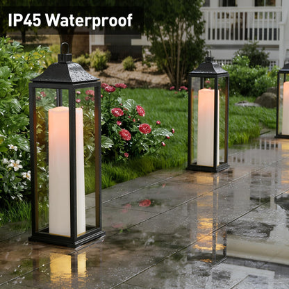 14"×4" Large Outdoor Candles with Timer Waterproof LED Flameless Pillar Candles Battery Operated with Remote Flicking Plastic for Home Decoration Porch Patio Wedding Fireplace Lantern, White 2Pcs