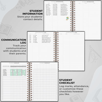 Clever Fox Teacher Planner Spiral – School Year Planner with Calendars & Lesson Plans – Teacher Plan Book for Classroom & Homeschool Organization - Undated, 7.9x10″ (Black)