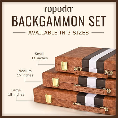ropoda Backgammon Board Game Set (18 Inches) for Adults and KidsClassic Board Strategy GamePortable and Travel Backgammon Set with Premium Leather CaseBest Strategy &amp Tip Guid