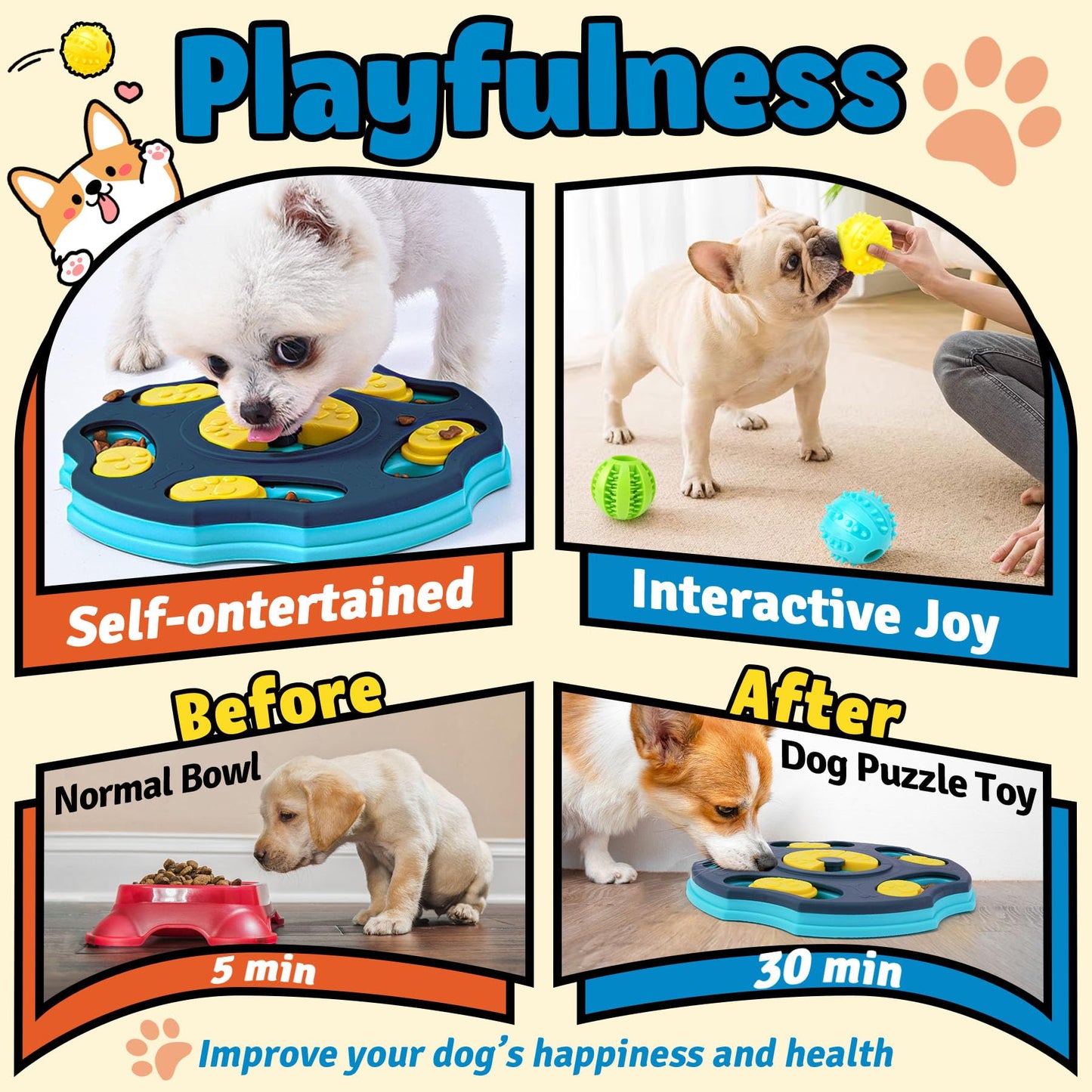 Forfon 9 Pack All-Around Dog Puzzle Toy Set -Mentally Stimulating Dog Enrichment Toys for Small to Medium Smart Dogs, Includes Dog Lick Mat with Suction Cups