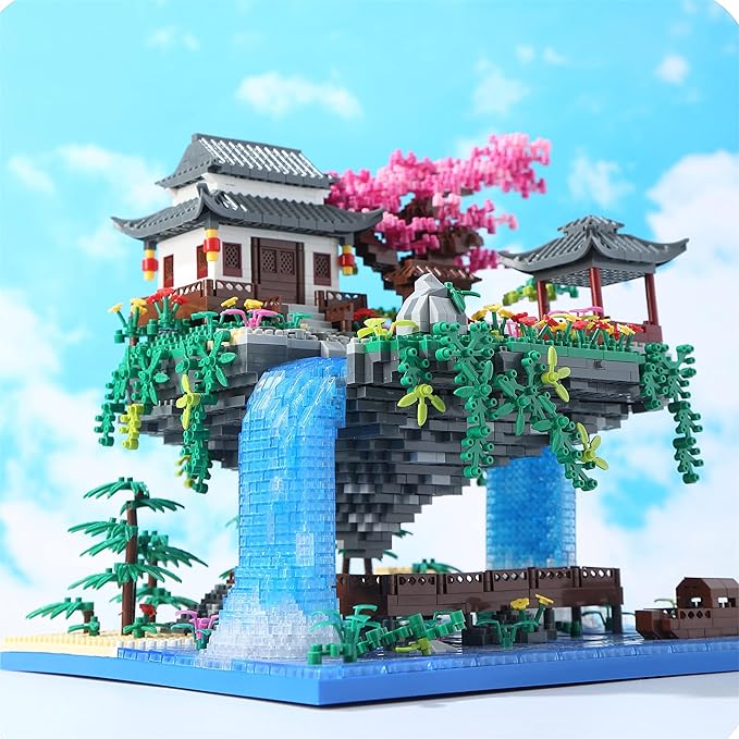 Cherry Blossom Tree Building Set with Gift Box Original Music Cherry Blossom Tree House(Type :Symphony) Japanese Sakura Tree House Lights Building Kit3320 Pcs Cherry Bonsai Building Set.