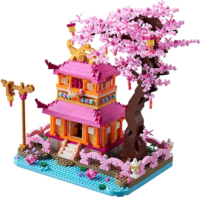 DIY Sakura Tree House Micro Building Blocks Set for Women Adult Japanese Cherry Blossom Treehouse Ideal Gift for Teens Ages of 14+ and Lover - Living Room and Office Decorative Items 1810PCS